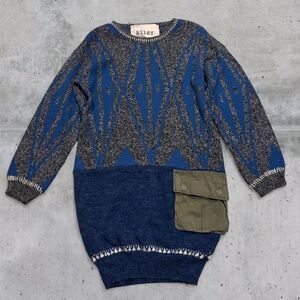 $260 Riley 1880 Vintage Sweater Dress Military Cargo Pocket Whipstitch Detail